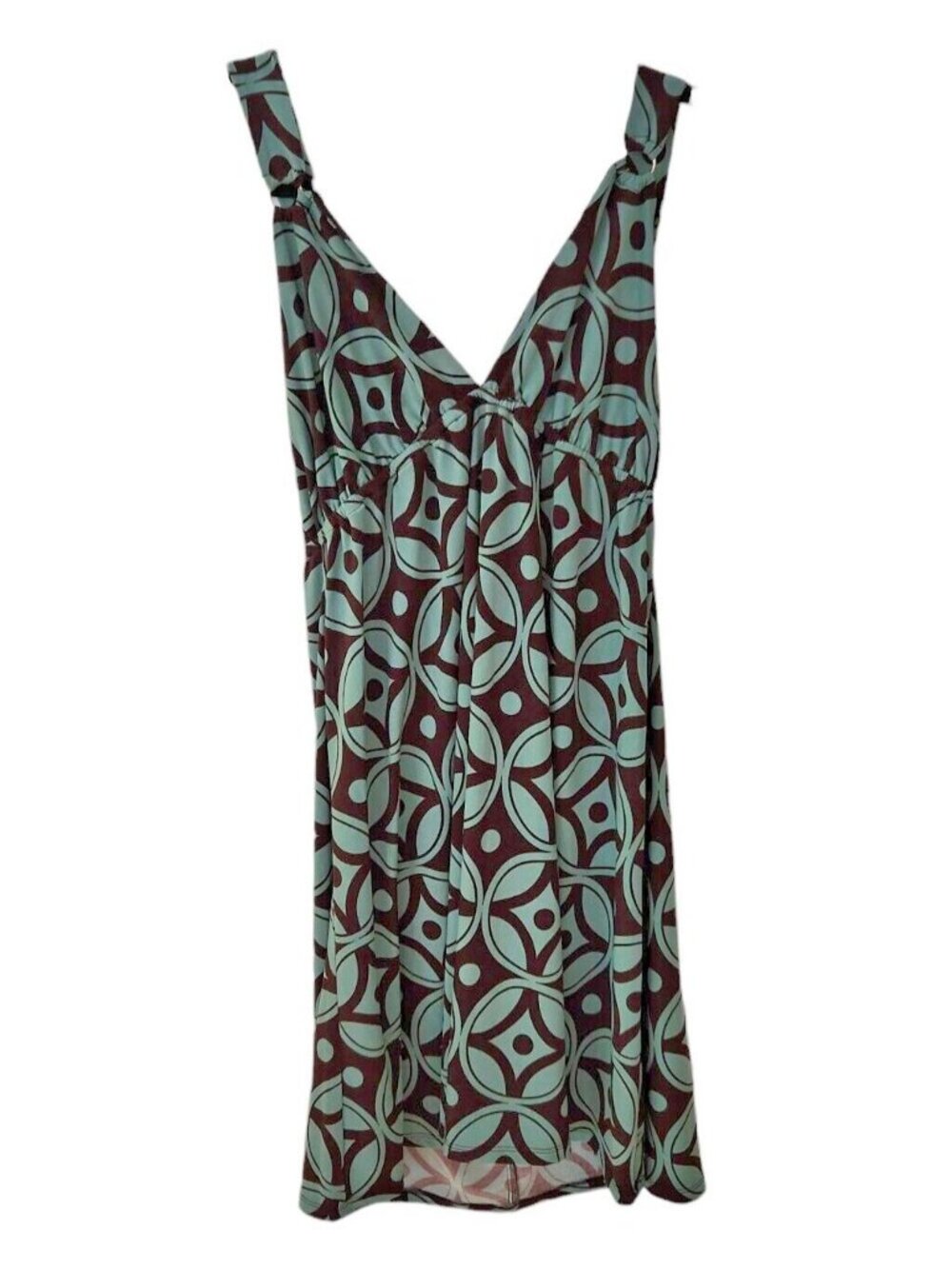 Johnny Martin Geometric Print Halter Sundress Dress Women's Size 9 Brown & Teal